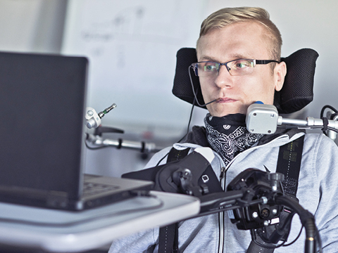 Student looking at computer