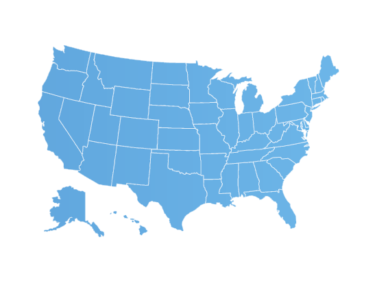blue map of USA