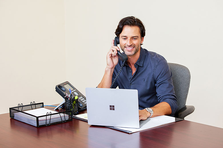 male worker at desk