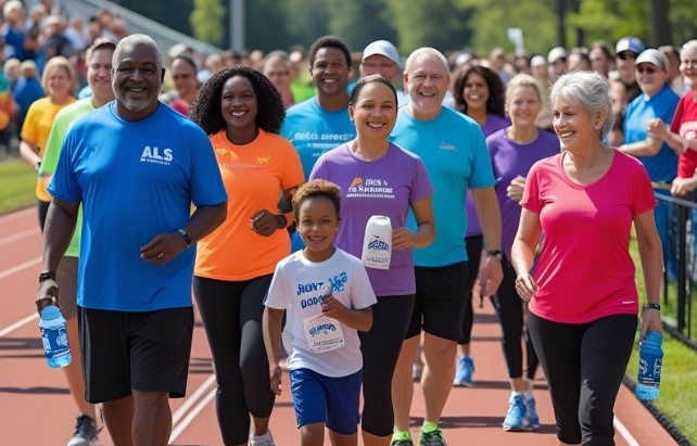 group of people walking to raise awareness for ALS
