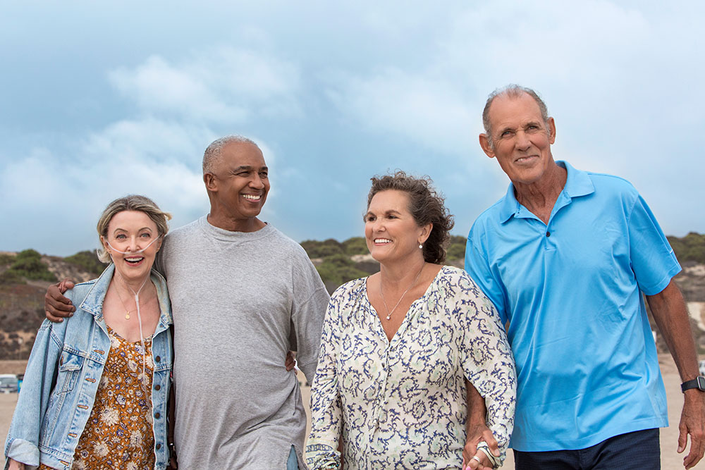 Oxygen Female Male Group on Beach Nasal Cannula