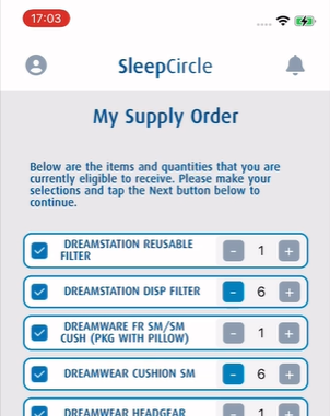 screenshot of supply order