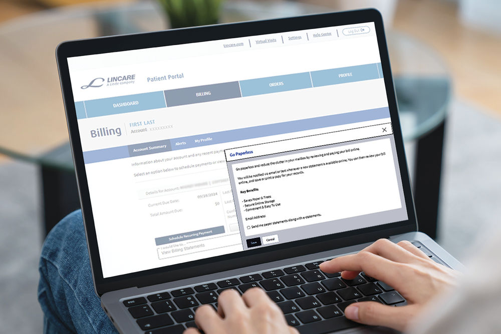 Paperless Billing on Lincare's Patient Portal