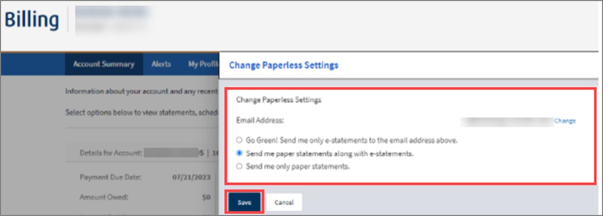 Select how you would like to receive your statements