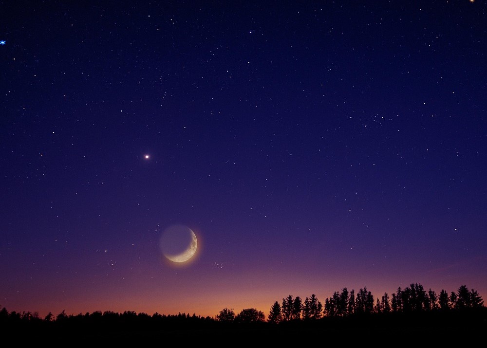 night sky with moon and stars