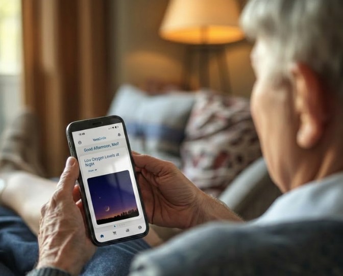patient using the ventCircle mobile app